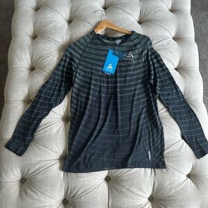 Odlo Men's Long Sleeve Shirt - Black and Green